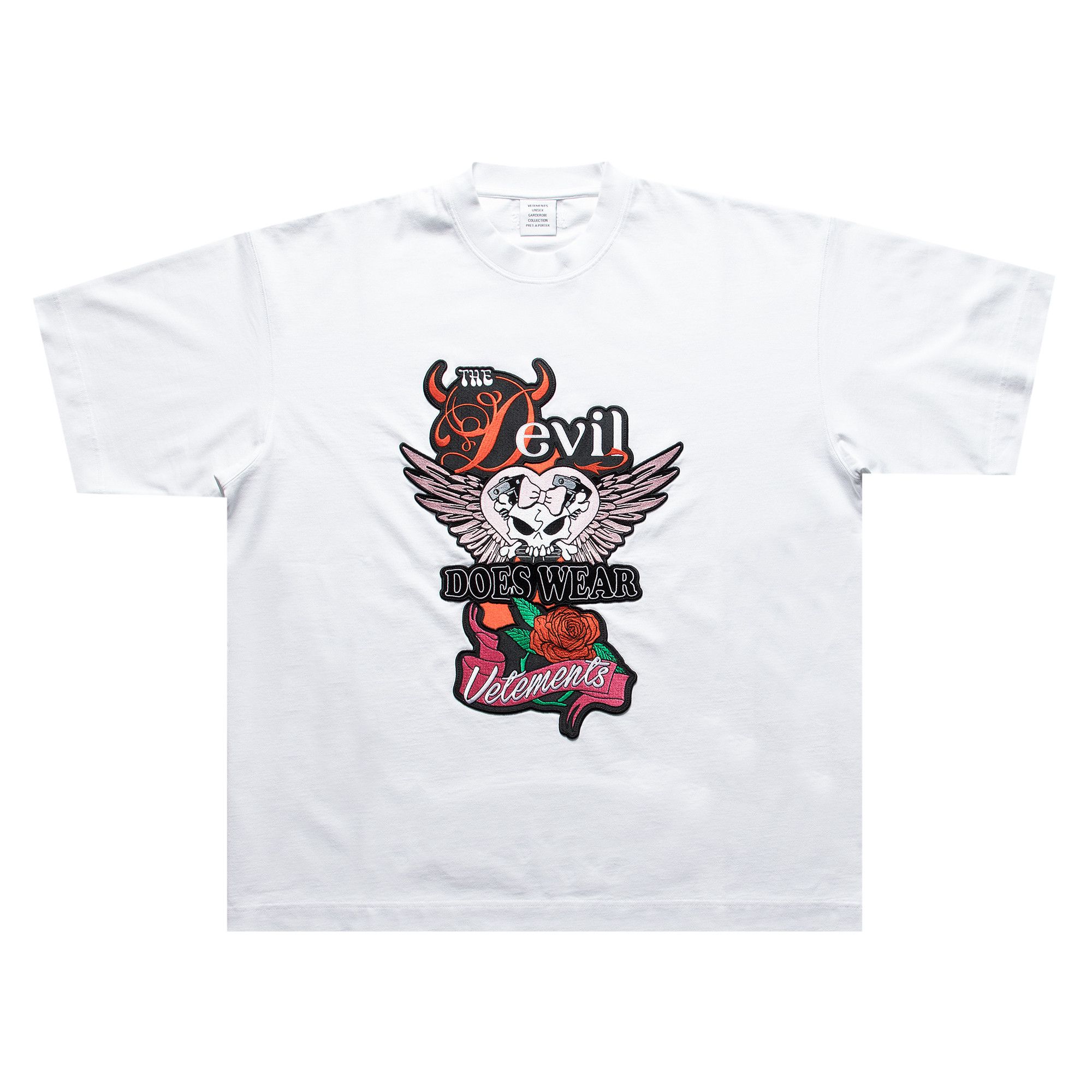 Buy Vetements Devil Wears Vetements Patched T-Shirt 'White