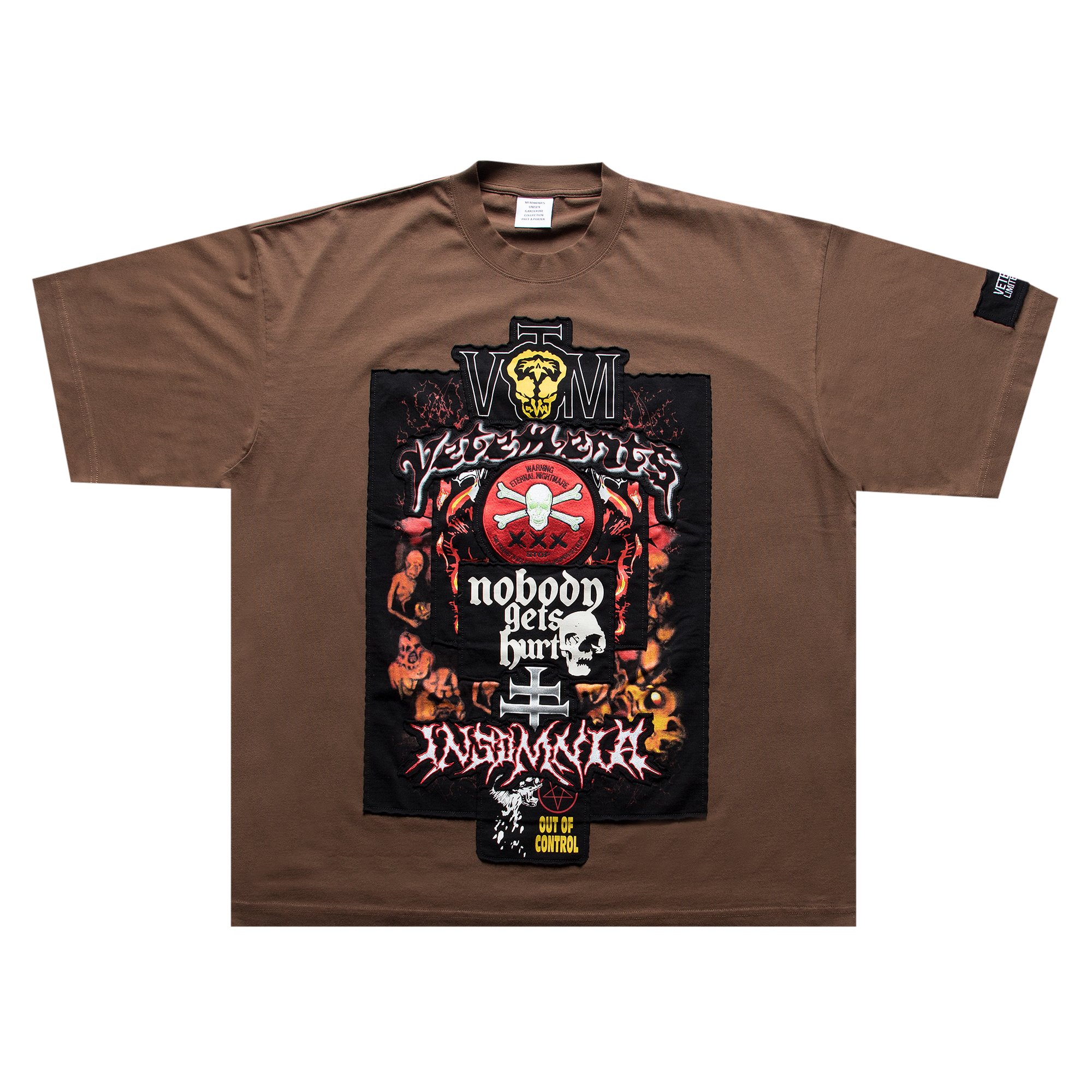 Vetements Metal Patched Logo T-Shirt 'Brown' | GOAT