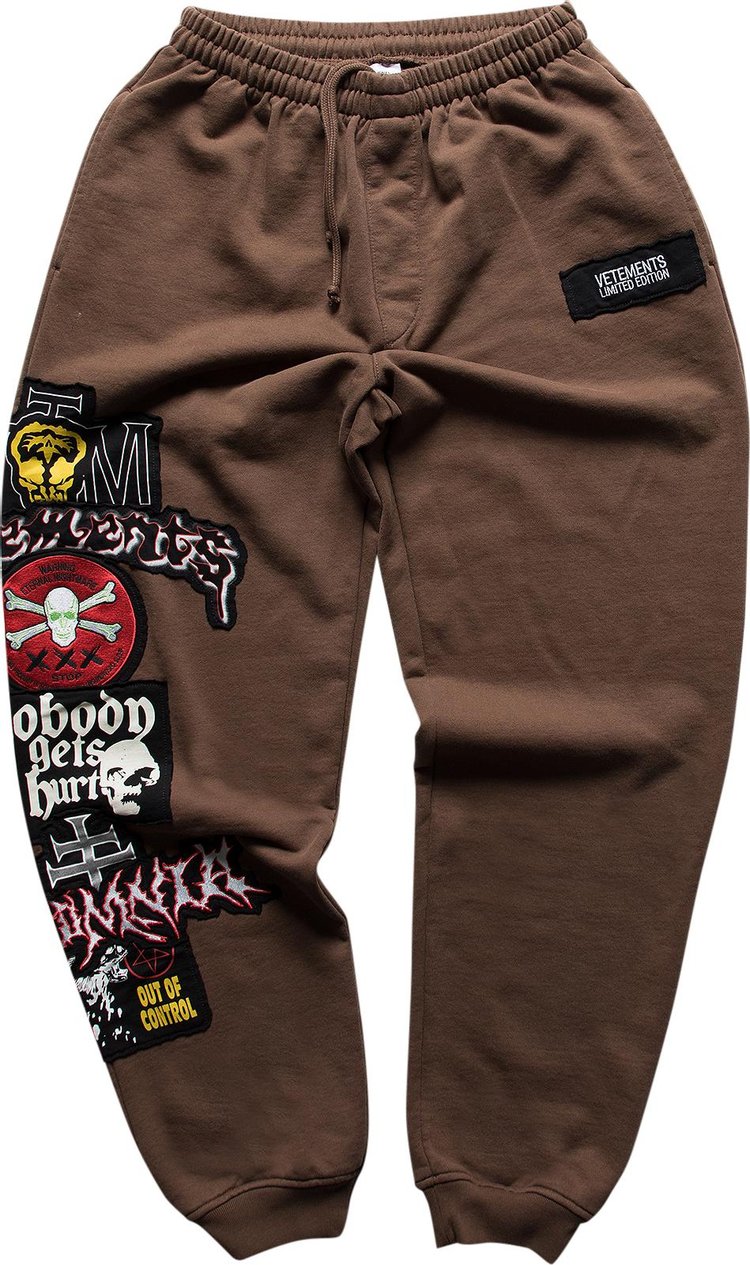 Vetements Metal Patched Logo Sweatpants Brown