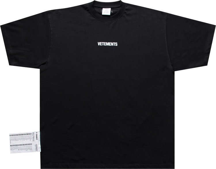 Buy Vetements Logo Label T-Shirt 'Black' - UE52TR120B BLAC | GOAT