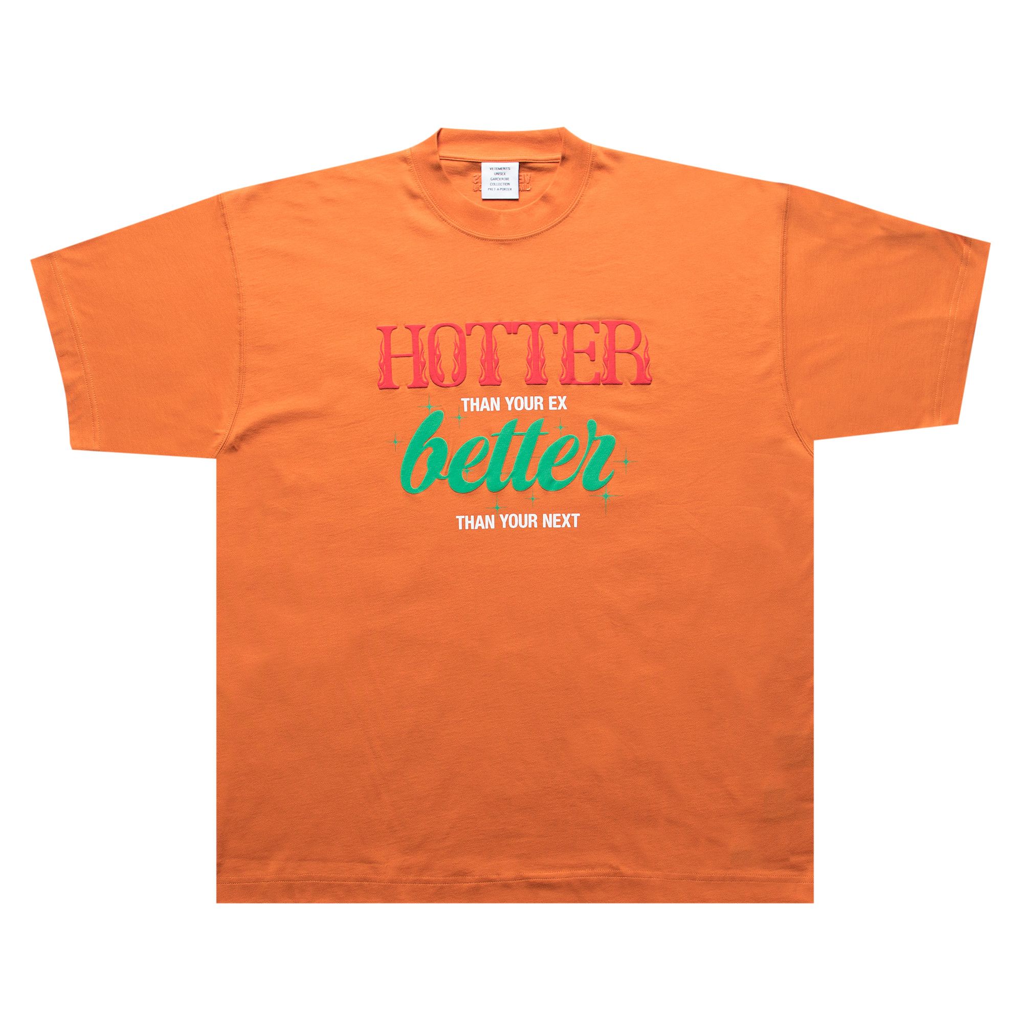 Tシャツ・カットソー VETEMENTS 'Black & Orange Fire' shirt Buy Vetements Hotter Than Your Ex T-Shirt 'Orange