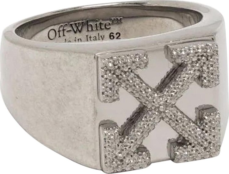 Off-White Industrial Texture Arrow Ring 'Metal'