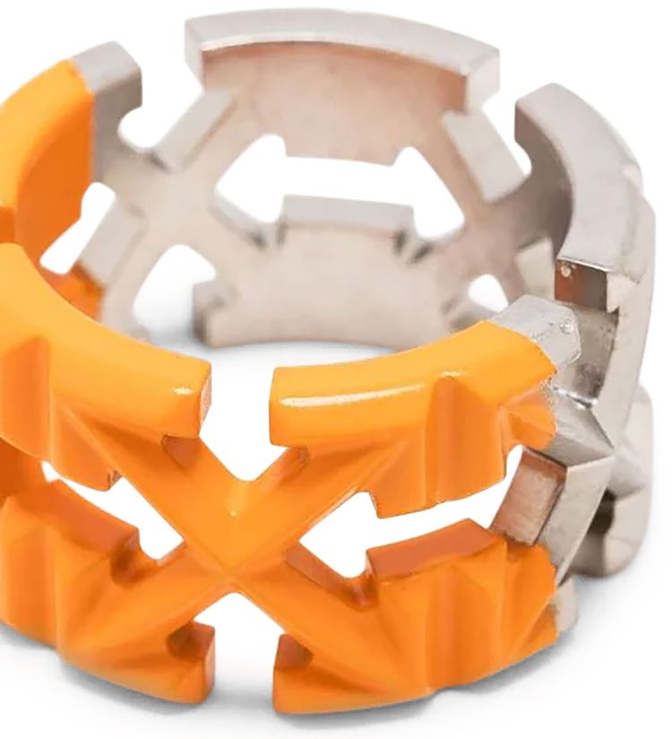 Off White Bicolor Multi Arrows Ring Metal