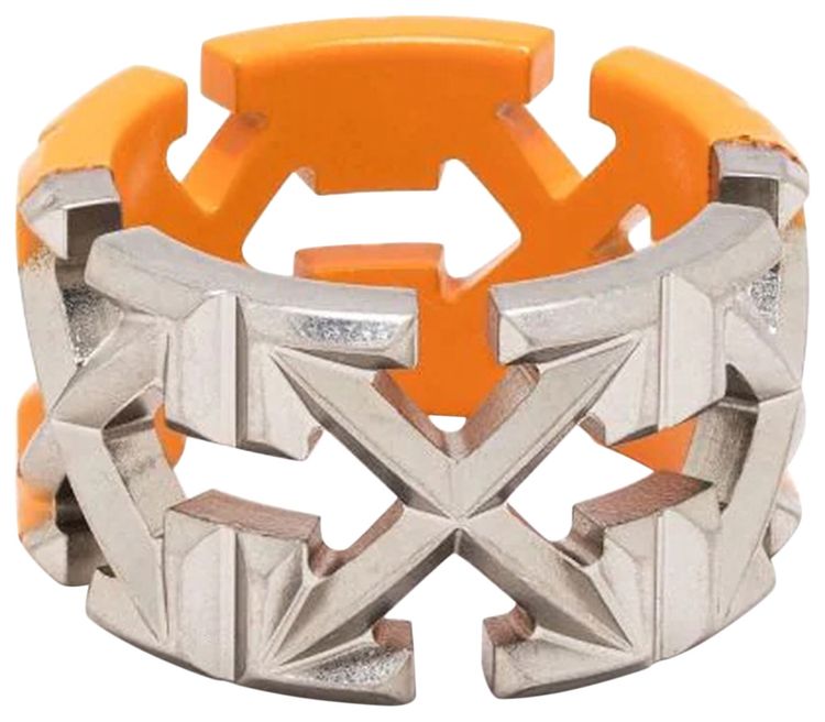 Off White Bicolor Multi Arrows Ring Metal