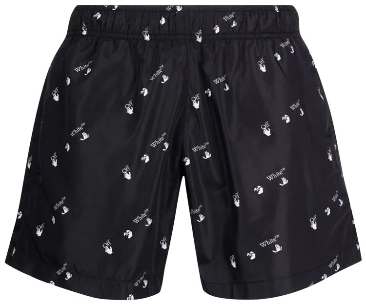 Off White OW Logo Allover Swimshort BlackWhite