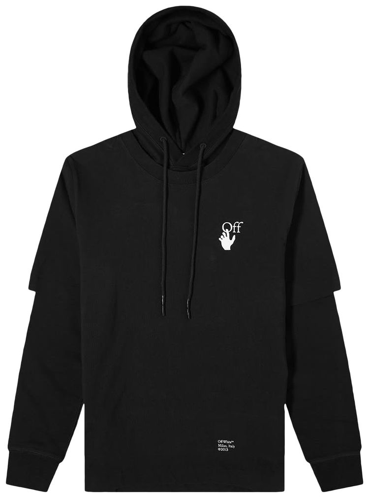 Off White Caravaggio Arrow DBL Sleeve Hoodie Black