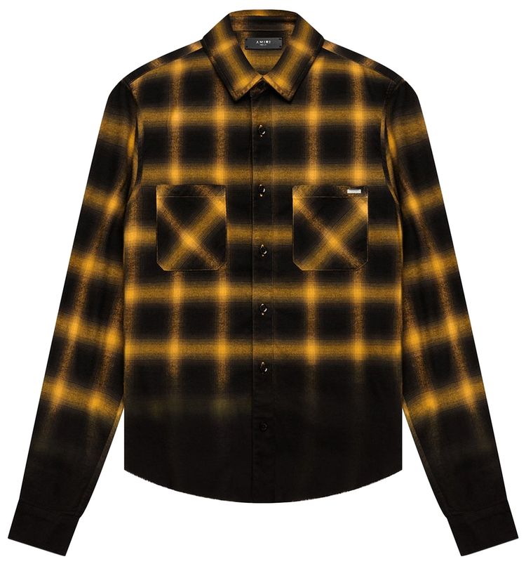 Amiri Dip Dye Shadow Plaid Shirt Gold
