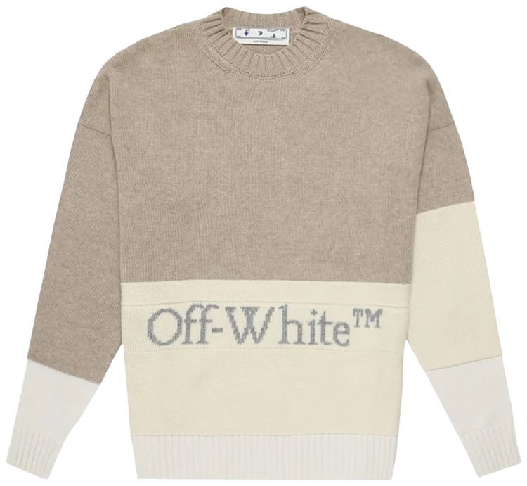 Off White Blocked Knit Crewneck Tofu