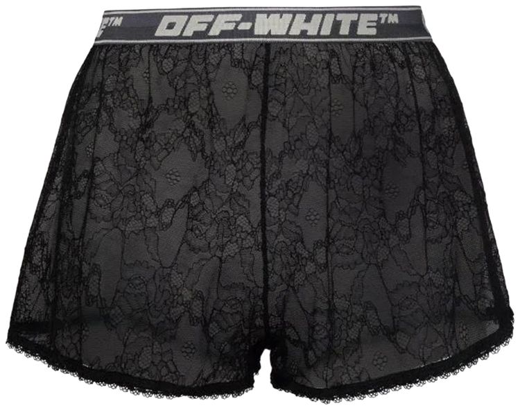 Off White Lace Shorts Black