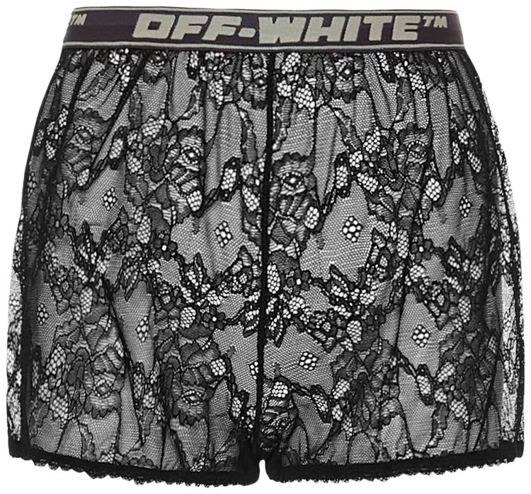 Off White Lace Shorts Black