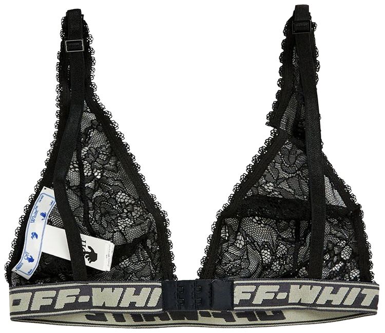Off White Lace Bra Black