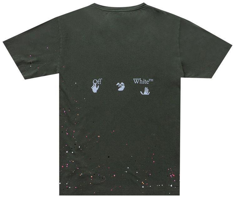 Off White Vintage Paint Short Sleeve Tee Kombu GreenWhite