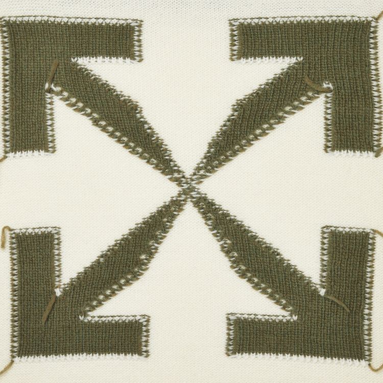 Off White Reverse Arrow Diag Knit Crew Sweater WhiteGreen