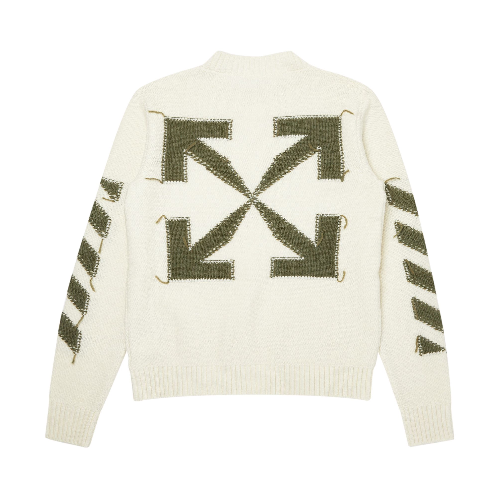 『2年保証』 Diag Arrow Reverse Off-White Buy Knit 'White Sweater Crew トップス