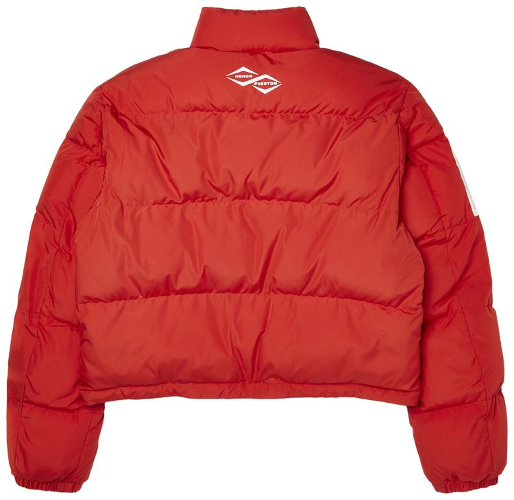 Heron Preston Label Nylon Puffer RedWhite