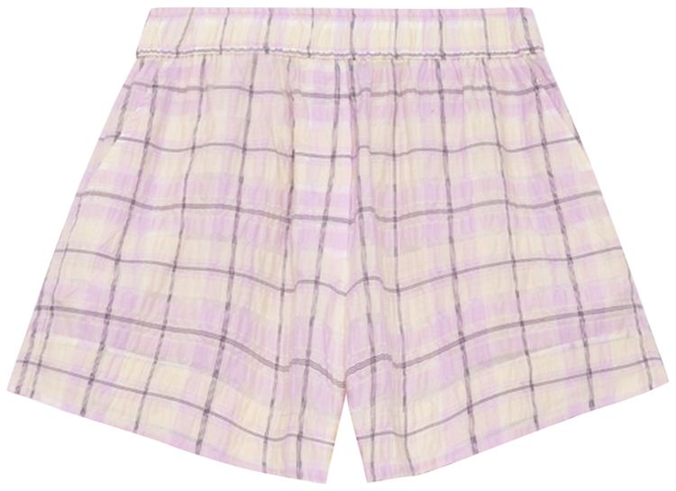GANNI Seersucker Check Shorts Orchid Blossom