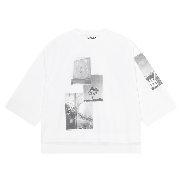 GANNI Basic Cotton Jersey Oversized T Shirt Bright White