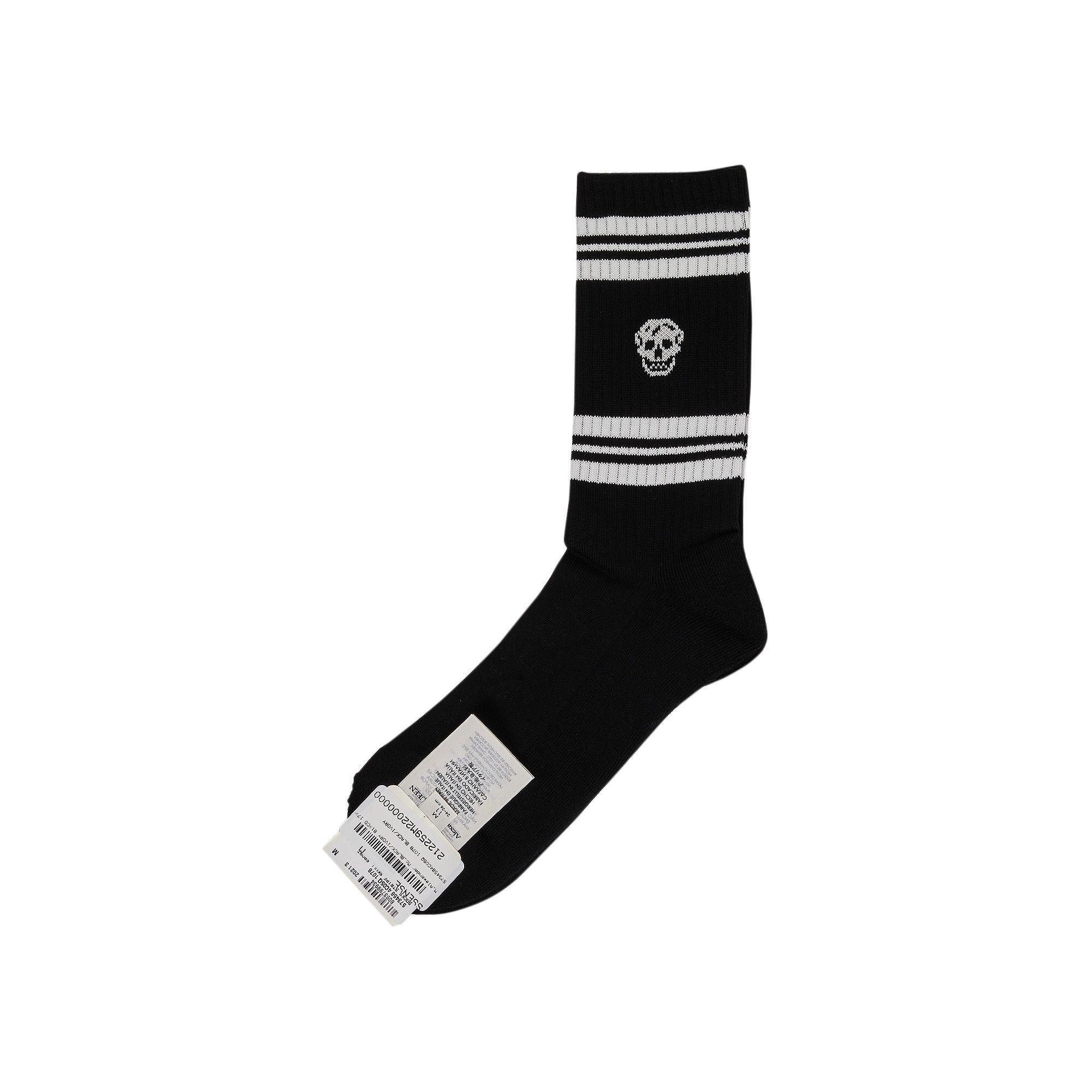 【送料&関税込】Alexander McQueen Stripe Skull Sports Socks Alexander McQueen Logo Stripe Skull Socks White/Black Size M