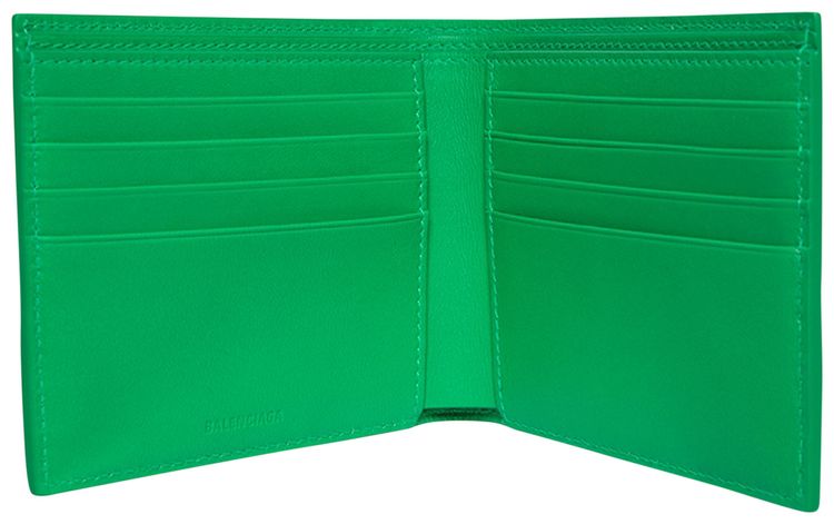 Balenciaga Logo Bifold Wallet Vivid GreenWhite