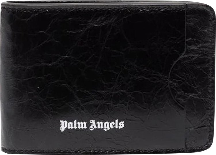 Palm Angels Crinkle Leather Cardholder 'Black/White'