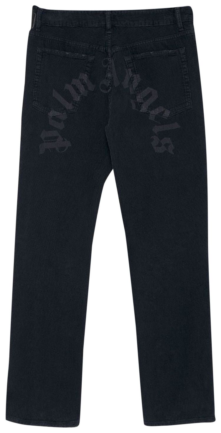 Palm Angels Corduroy Logo Regular 5 Pocket Pant Black