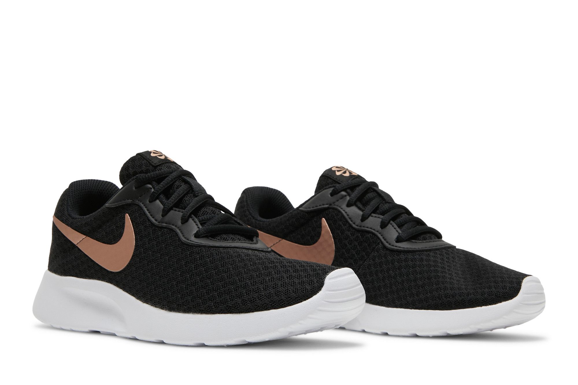 black and rose gold nike tanjun