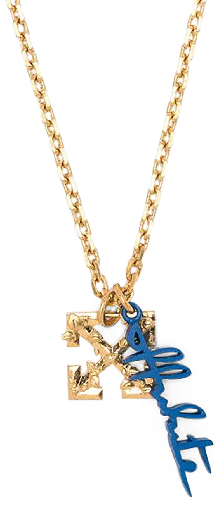 Off White Leaves Arrow Necklace GoldBlue