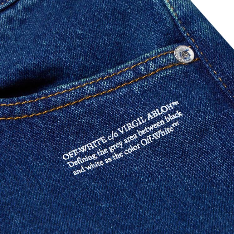 Off White Degrade Denim Cool Baggy Jeans Blue