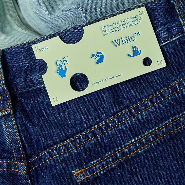 Off White Degrade Denim Cool Baggy Jeans Blue