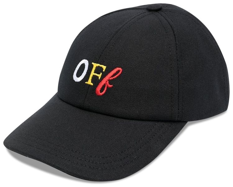 Off White Embroidered Canvas Baseball Cap BlackMulticolor