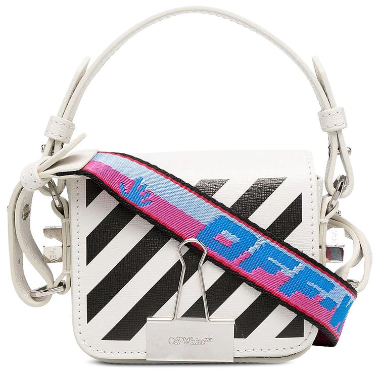 Off White Diag Baby Flap Shoulder Bag WhiteBlack