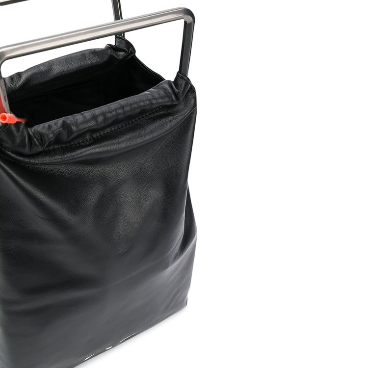 Off White Leather Med Allen Snap Tote Bag Black