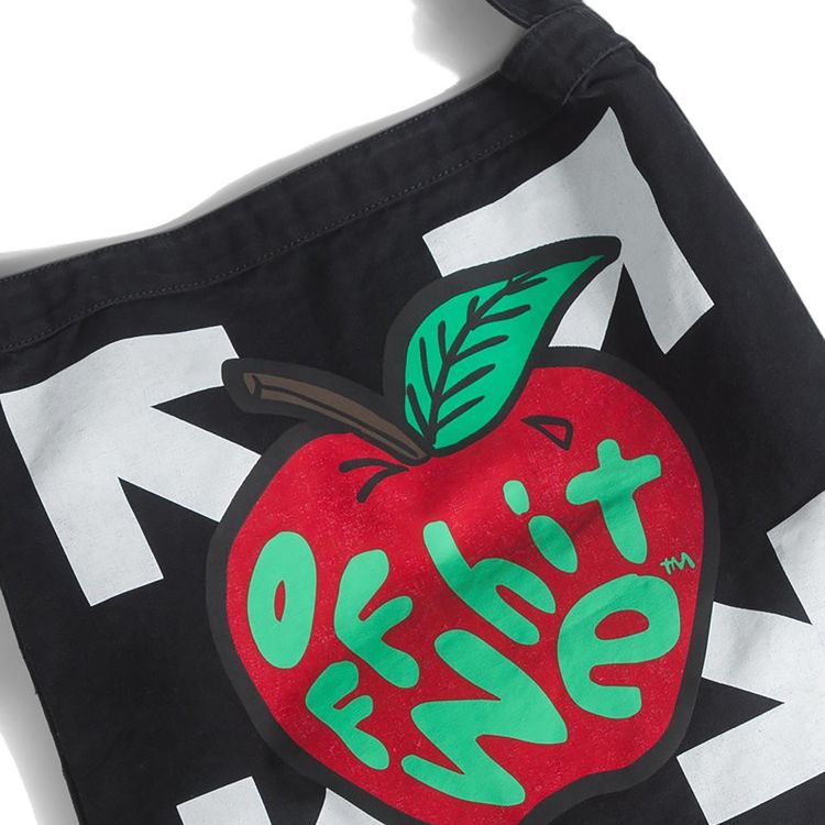 Off White Apple Canvas Shoulder Bag BlackMulticolor