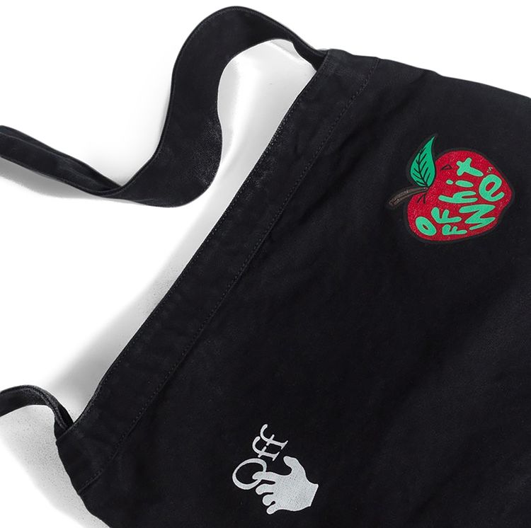 Off White Apple Canvas Shoulder Bag BlackMulticolor