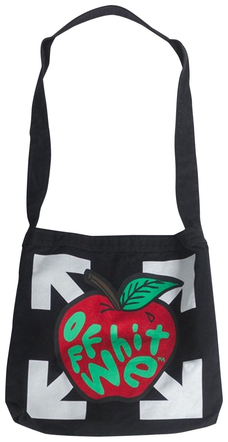 Off White Apple Canvas Shoulder Bag BlackMulticolor
