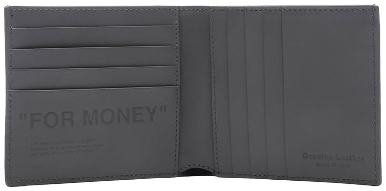 Off White Debossed Quote Bifold Wallet Grey