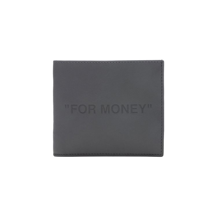 Off White Debossed Quote Bifold Wallet Grey