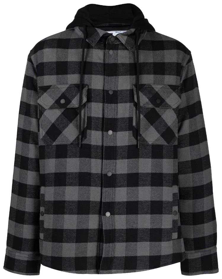 Off White Arrow Padded Flannel Shirt Light Grey