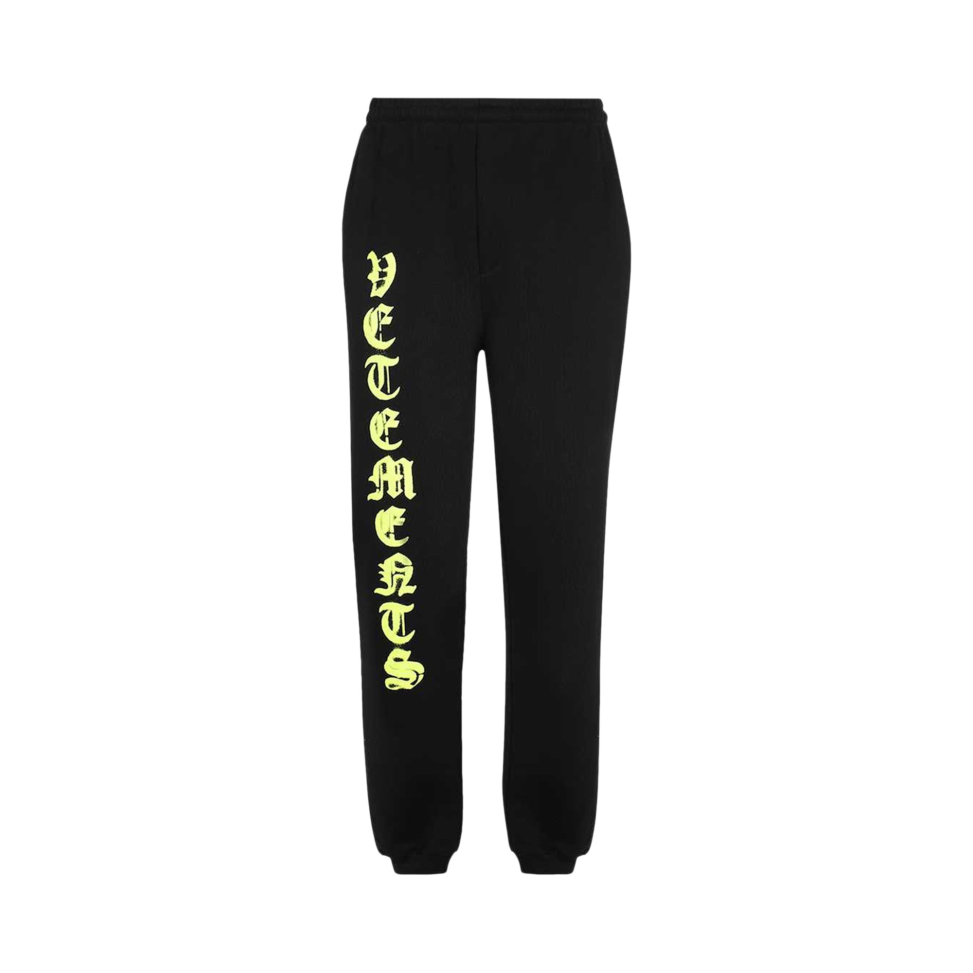 Vetements Anarchy Logo Sweatpants 'Black/Neon Yellow' | GOAT