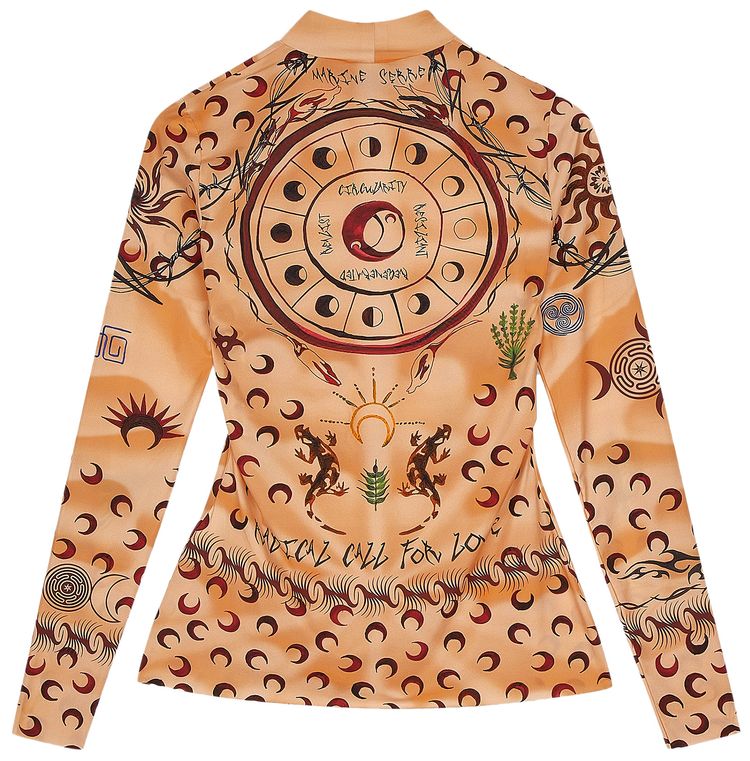 Marine Serre Second Skin Punk Shaded Tattoo Top Tan