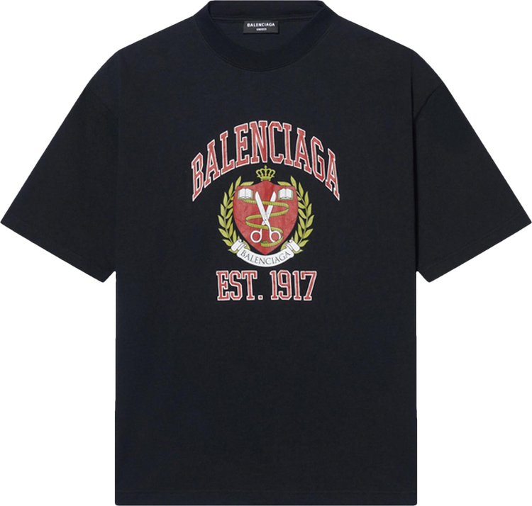 Balenciaga Oversized T-Shirt 'Marine Blue/Red'