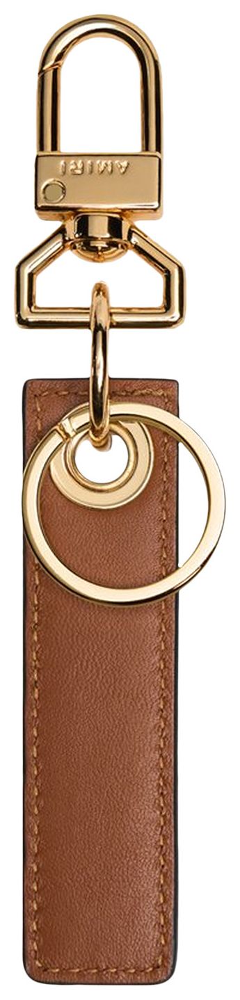 Amiri Nappa Tag Keychain Brown