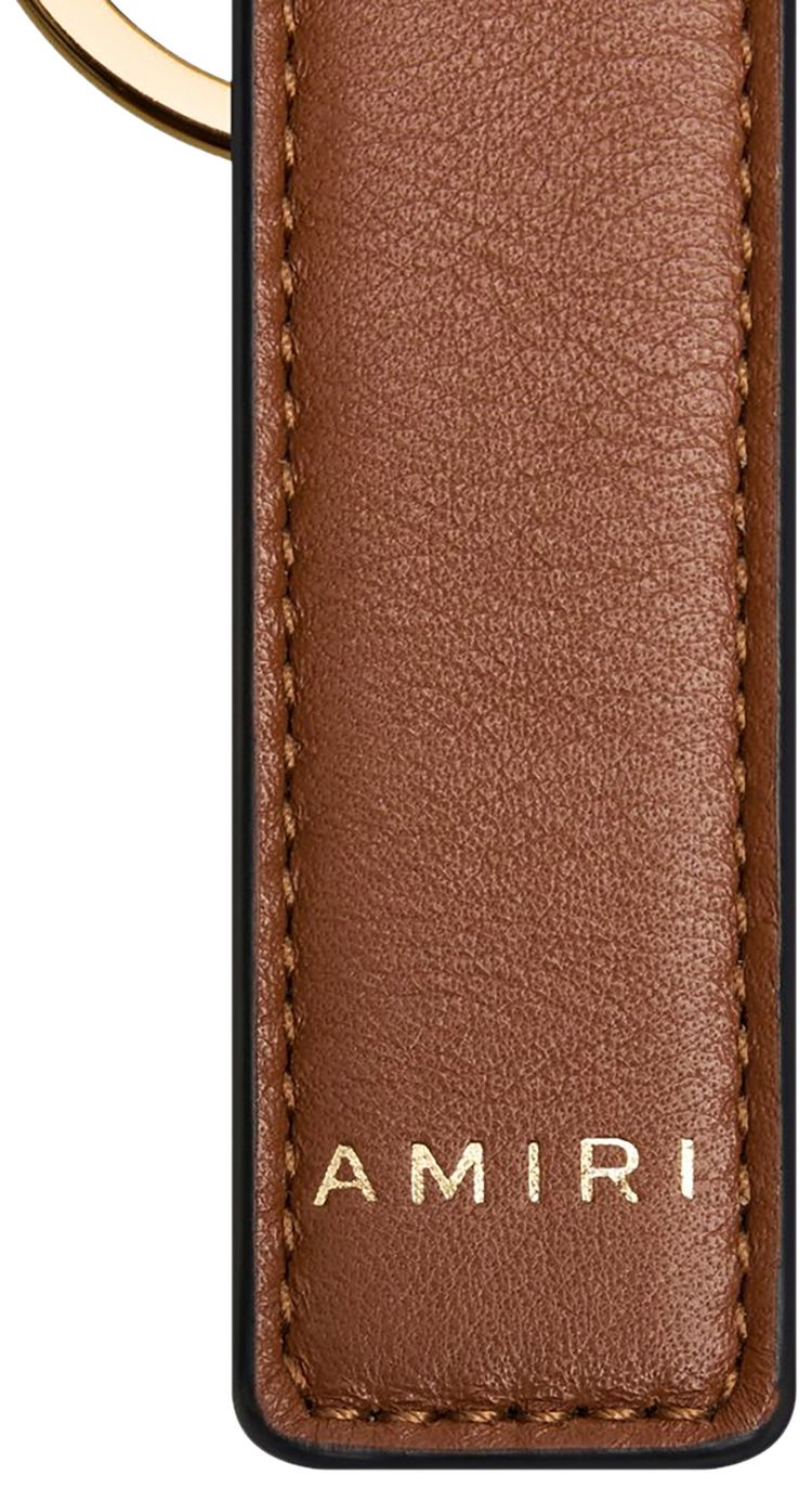 Amiri Nappa Tag Keychain Brown