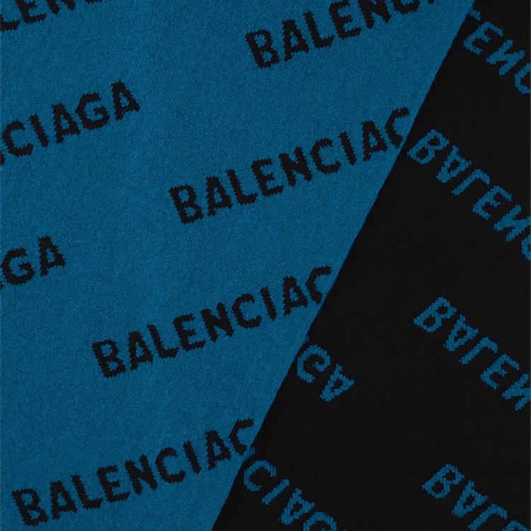 Balenciaga All Over Logo Scarf Petrol BlueBlack