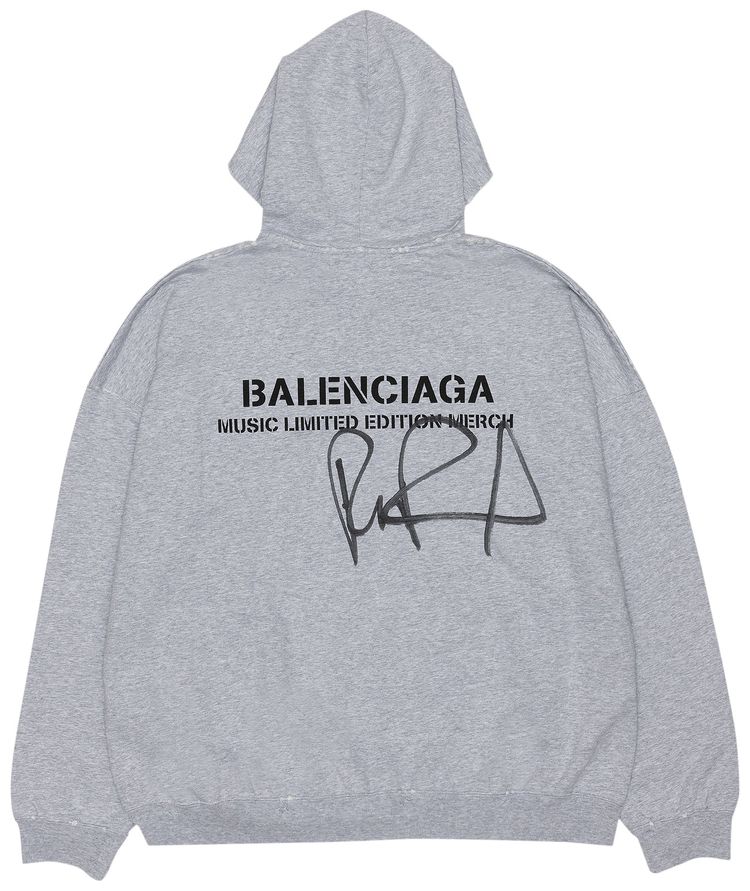 Balenciaga Zip Up Hoodie Heather GreyWash Black