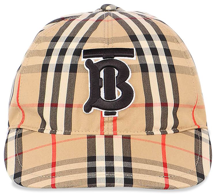 Burberry Monogram Motif Vintage Check Cotton Baseball Cap Archive BeigeCheck