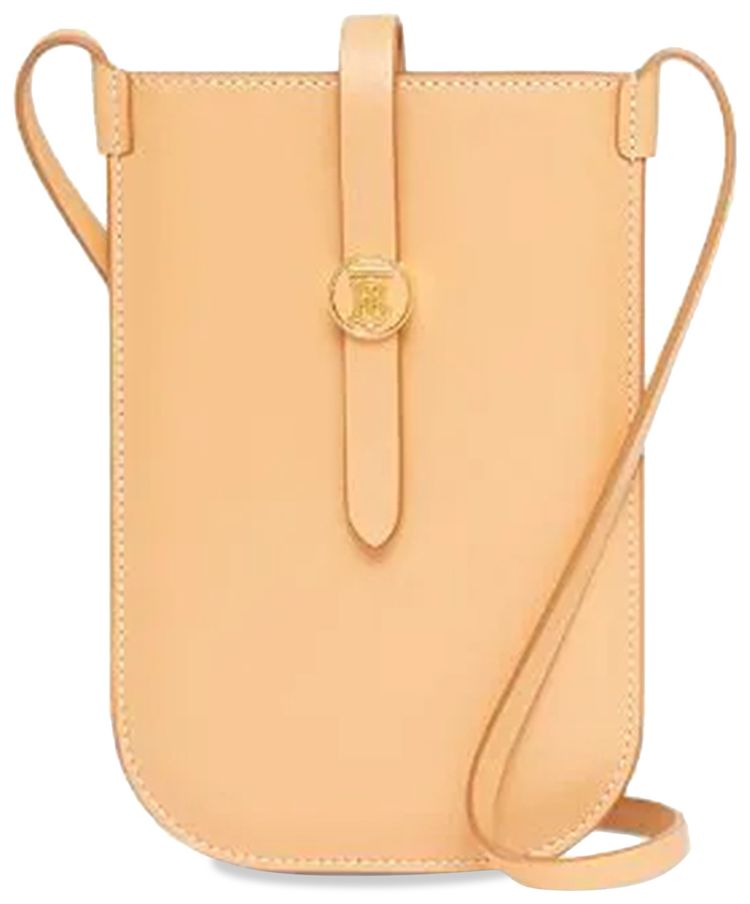 Burberry Topstitched Leather Anne Phone Case With Strap Warm Sand