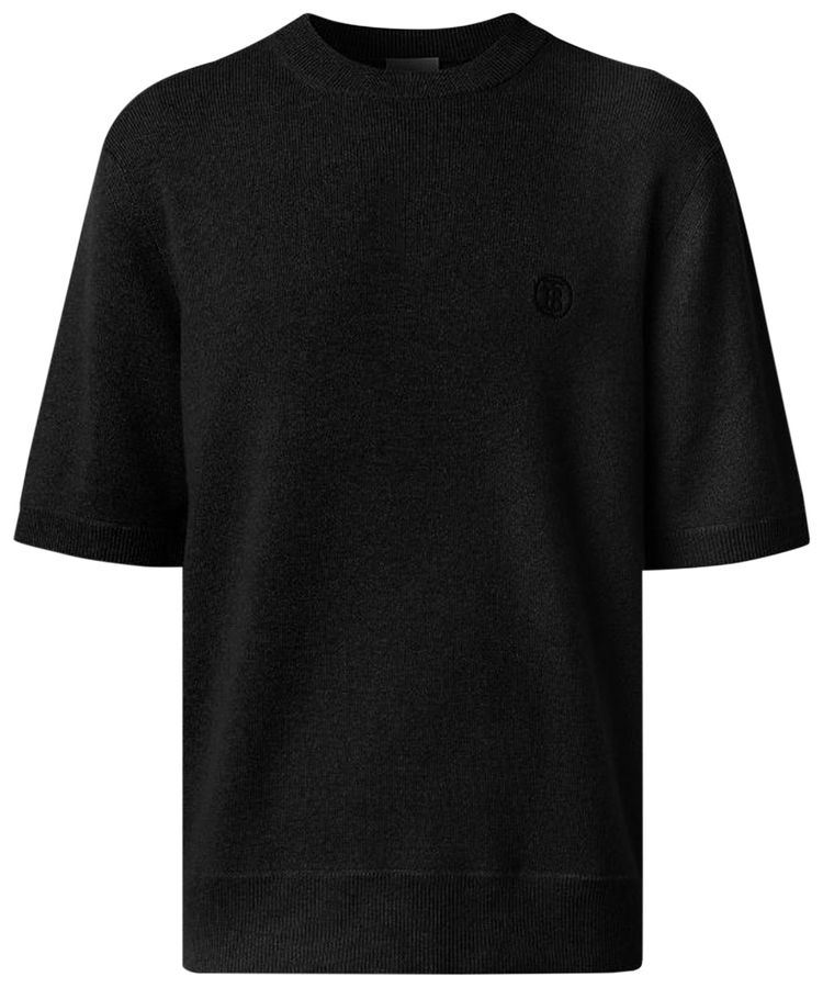 Burberry Crewneck Ribbed Cashmere Shirt Black