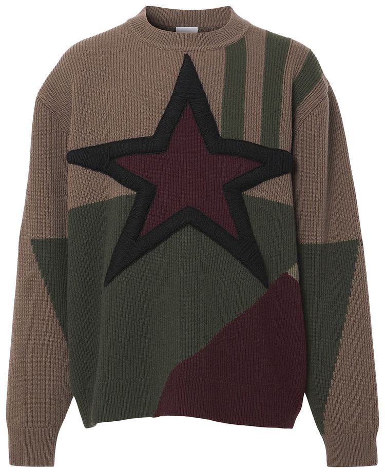 Burberry 7GG Star Intarsia Sweater Khaki