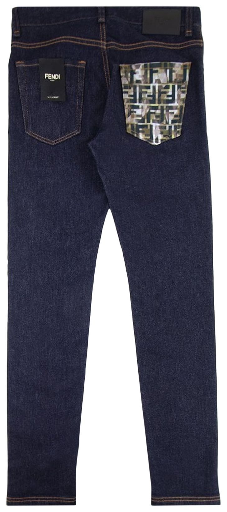 Fendi Camo Pocket Patch Jean Dark Blue